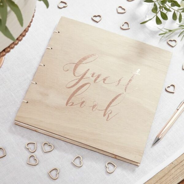 Guest Book - Rose Gold Wooden Cover