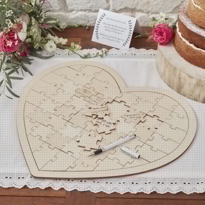 6f0d1393255d106cdfef128ab5adbe55cd64fd06.jpg Guest Book - Wooden Heart Jigsaw Puzzle - Image 1