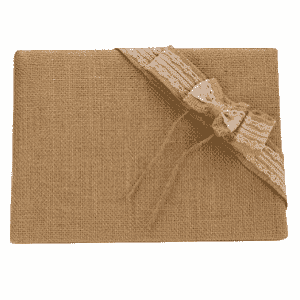 Guest Book - Burlap Wedding with Lace Ribbons Bow