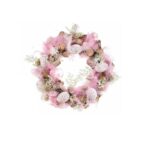 Pink Decorative Wreath With Eggs and Colored Feathers