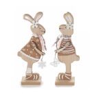 Set of 2 Wooden Bunnies - Brown