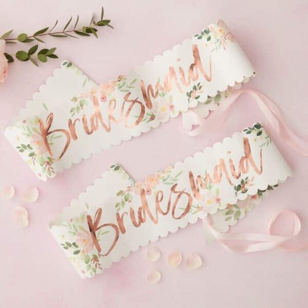 Bridesmaid Set of 2 Sashes - Floral Sashes