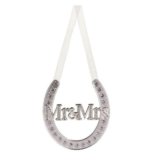 Mr & Mrs - Silver Plated Horseshoe Lucky Charm
