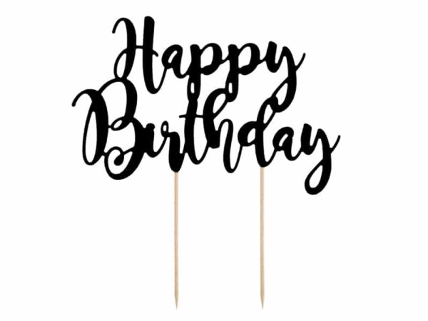Happy Birthday - Black Cake Topper
