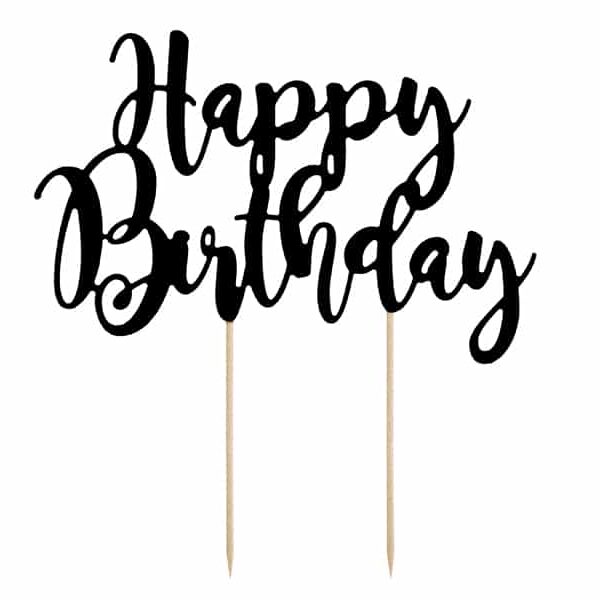 Happy Birthday - Black Cake Topper