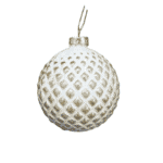 White & Gold - Glass Patterned Bauble