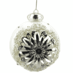 White Flower - Glass  Patterned Bauble