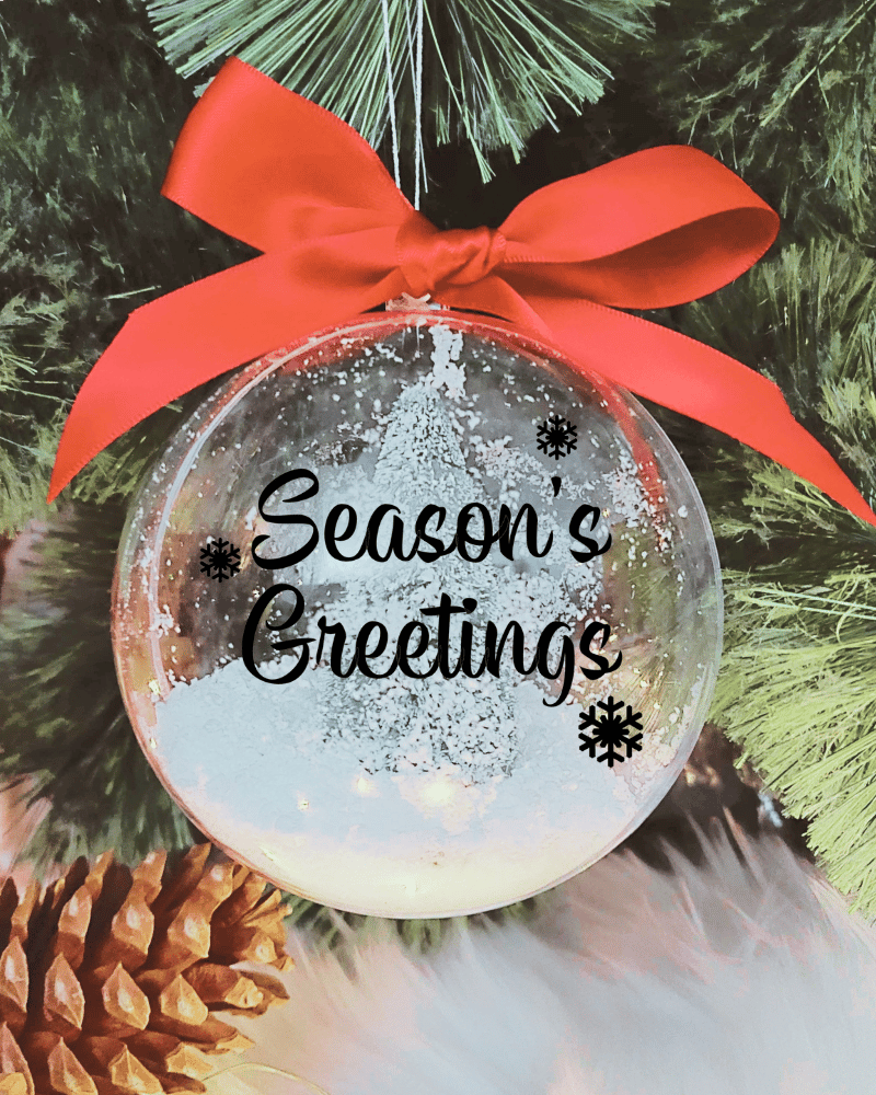 ACRBBLSSEASONSGREETINGS.png Season's Greetings - 10cm Acrylic Bauble - Image 1