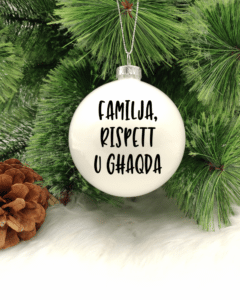 Familja, Rispett u Għaqda -  8cm Glass Bauble