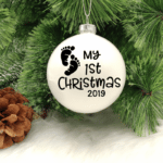 First Christmas with Tiny Toes - 8cm Glass Bauble