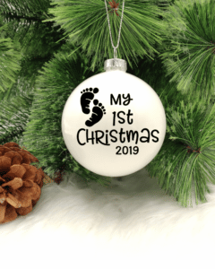 First Christmas with Tiny Toes - 8cm Glass Bauble