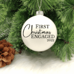 First Christmas Engaged - 8cm Glass Bauble