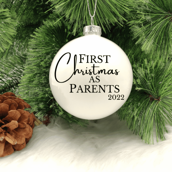 First Christmas As Parents - 8cm Glass Bauble