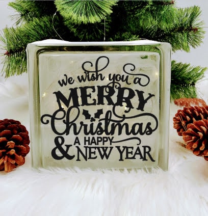 We Wish You ... A Happy New Year - Glass Block