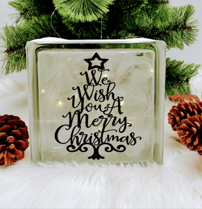 Merry Christmas Tree - Glass Block