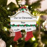 Personalized Christmas Stocking Ornament - Family of 2 - Image 2