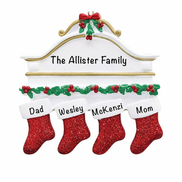 Personalized Christmas Stocking Ornament - Family of 4