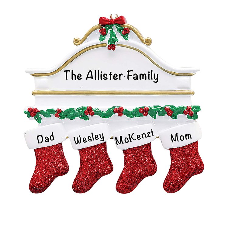 ORN4.jpg Personalized Christmas Stocking Ornament - Family of 4 - Image 1