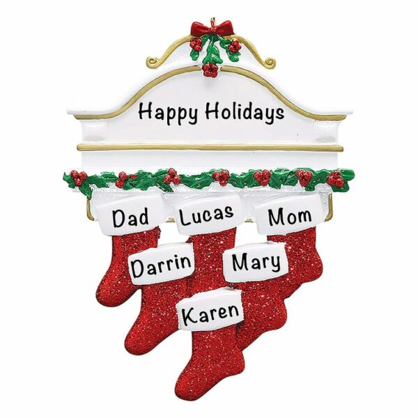 Personalized Christmas Stocking Ornament - Family of 6