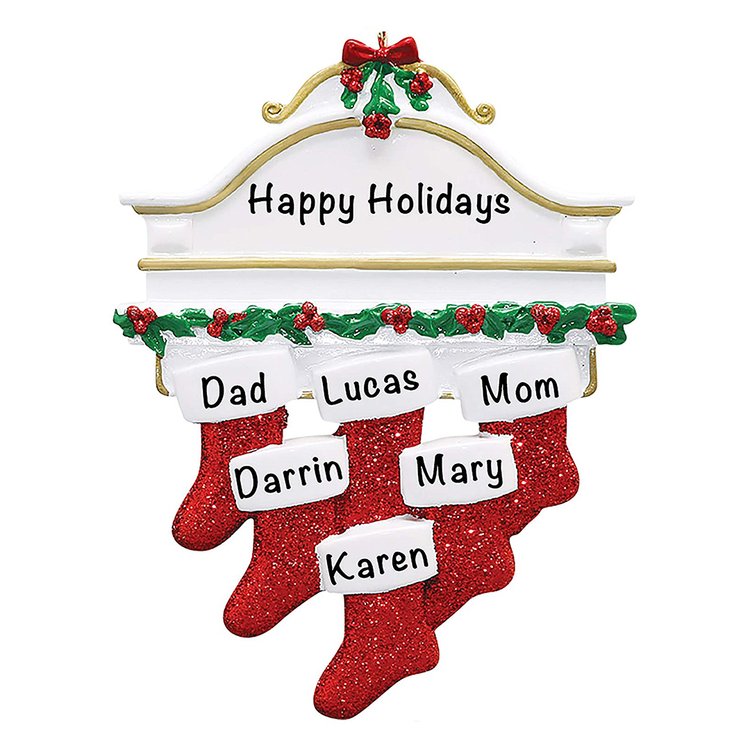 ORN6.jpg Personalized Christmas Stocking Ornament - Family of 6 - Image 1