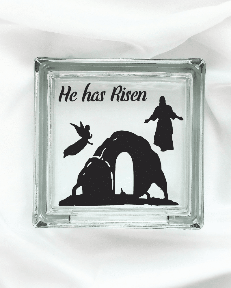 Easter-Glass-Blocks.png He Has Risen - Glass Block - Image 1