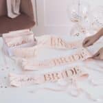 Pink and Rose Gold - Team Bride Hen Party Sashes 6 Pack