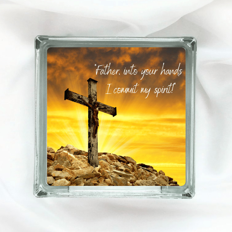 2.png Father Unto Your Hands... - Glass Block - Image 1
