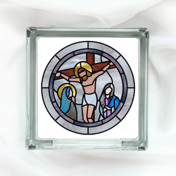He Died For Us On The Cross - Glass Block
