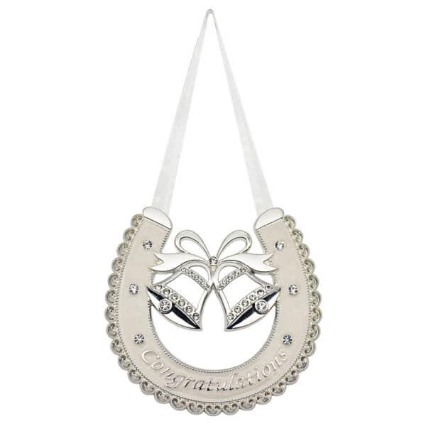 Wedding Bells Congratulations - Silver Plated Horse Shoe Lucky Charm
