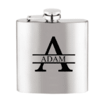 Silver Rectangular Flask With Split Initial