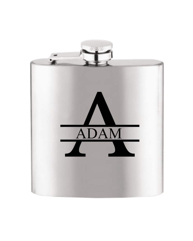 1.png Silver Rectangular Flask With Split Initial - Image 1