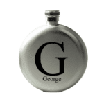 Silver Round Flask With Large Initial
