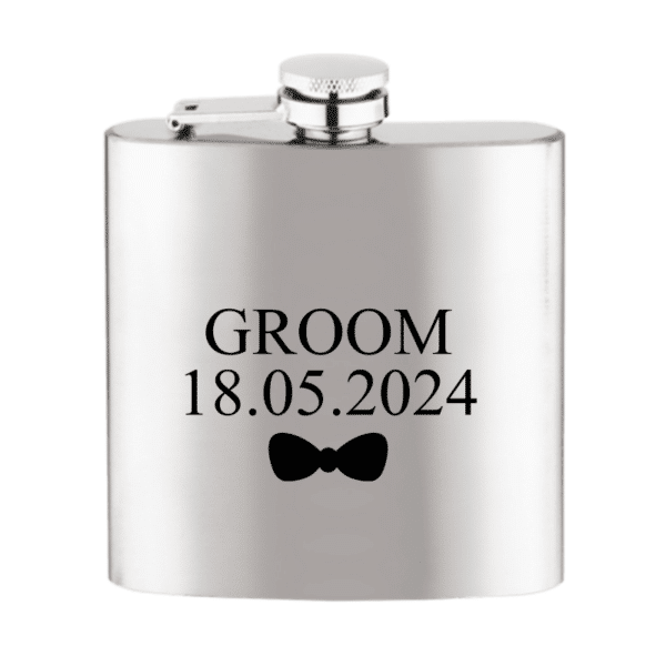 Silver Rectangular Flask With Role & Date