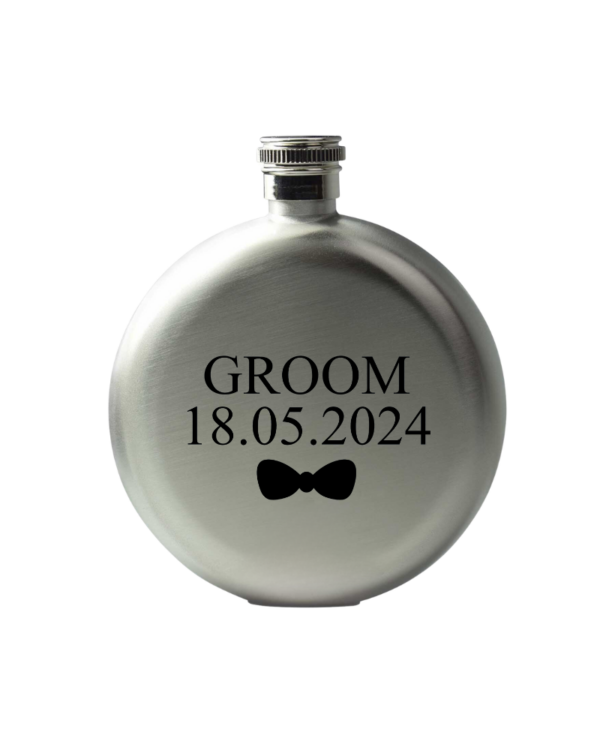 Silver Round Flask With Role & Date