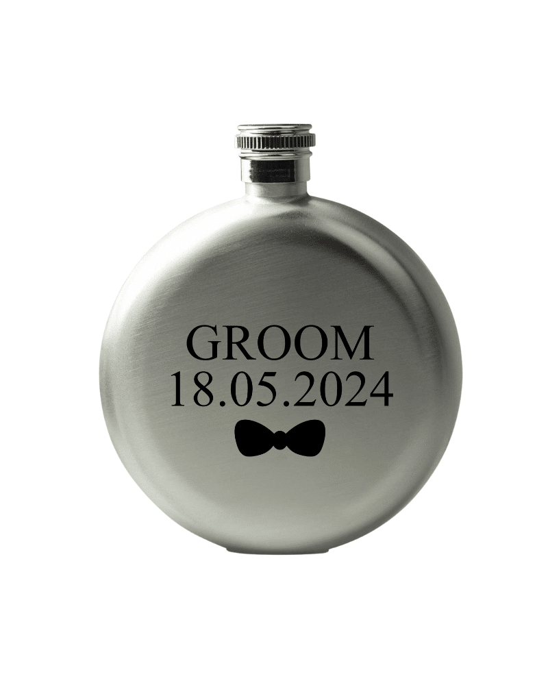 Silver Round Flask With Role & Date
