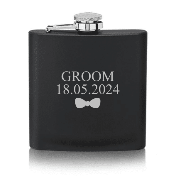Black Rectangular Flask With Role & Date