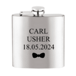 Silver Rectangular Flask With Name, Role & Date