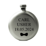 Silver Round Flask With Name, Role & Date