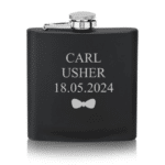 Black Rectangular Flask With Name, Role & Date
