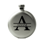 Silver Round Flask With Split Initial