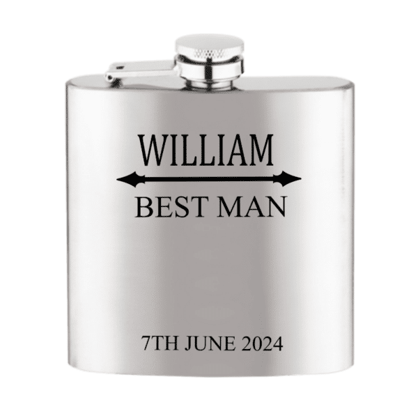 Silver Rectangular Flask With Arrow Design