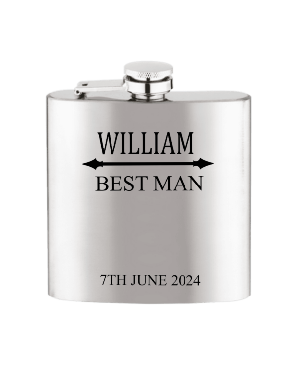 Silver Rectangular Flask With Arrow Design