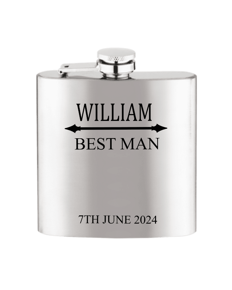 Silver Rectangular Flask With Arrow Design