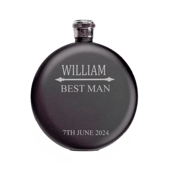 Black Round Flask With Arrow Design