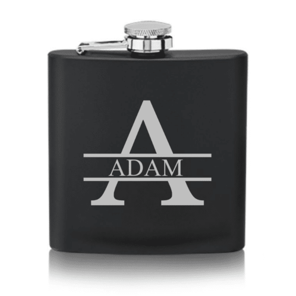 Black Rectangular Flask With Split Initial