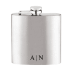 Silver Rectangular Flask With Initials