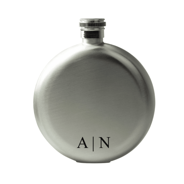 Silver Round Flask With Initials