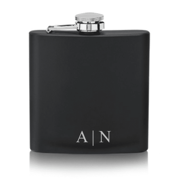 Black Rectangular Flask With Initials