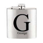 Silver Rectangular Flask With Large Initial
