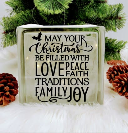 May Your Christmas Be Filled... - Glass Block